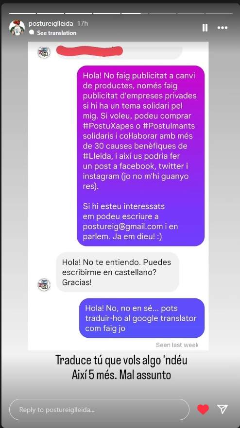 catalanofóbia Postureo Lleida Instagram