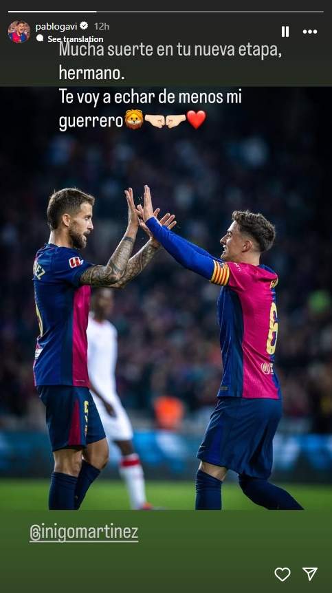 Gavi acomiadant se d'Íñigo Martinez Instagram Gavi acomiadant se d'Íñigo Martinez Instagram