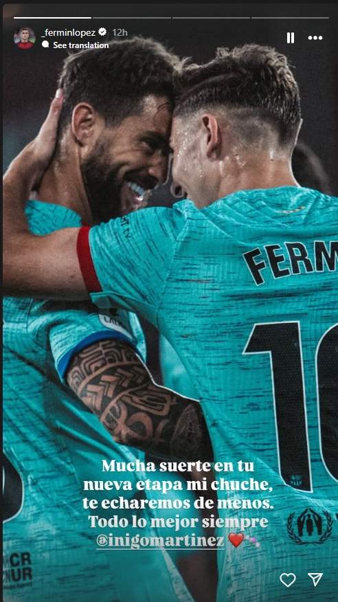 Fermín acomiadant se d'Íñigo Martinez Instagram Fermín acomiadant se d'Íñigo Martinez Instagram
