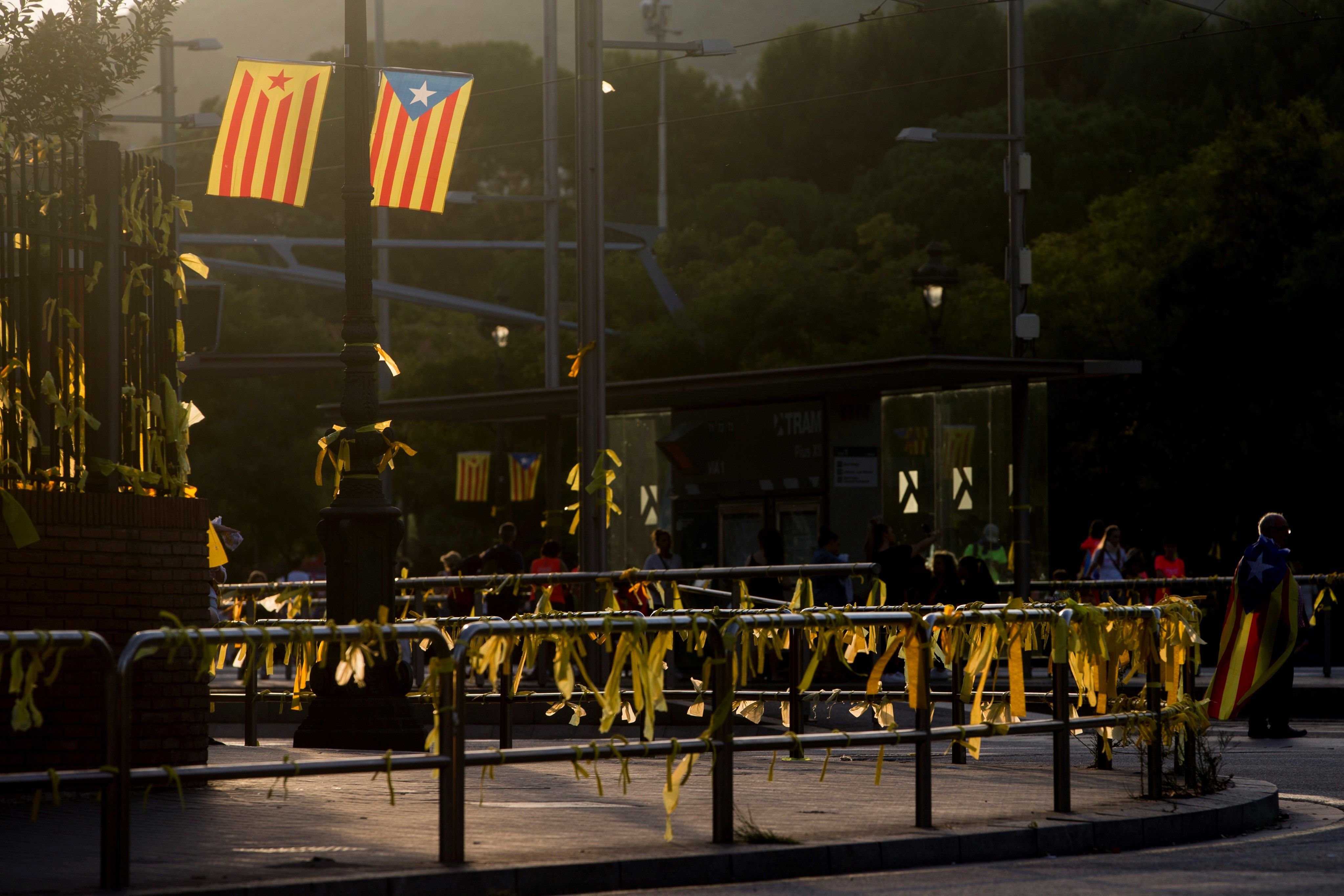 L’altra mobilització de la Diada, escamots que arrenquen llaços a Barcelona