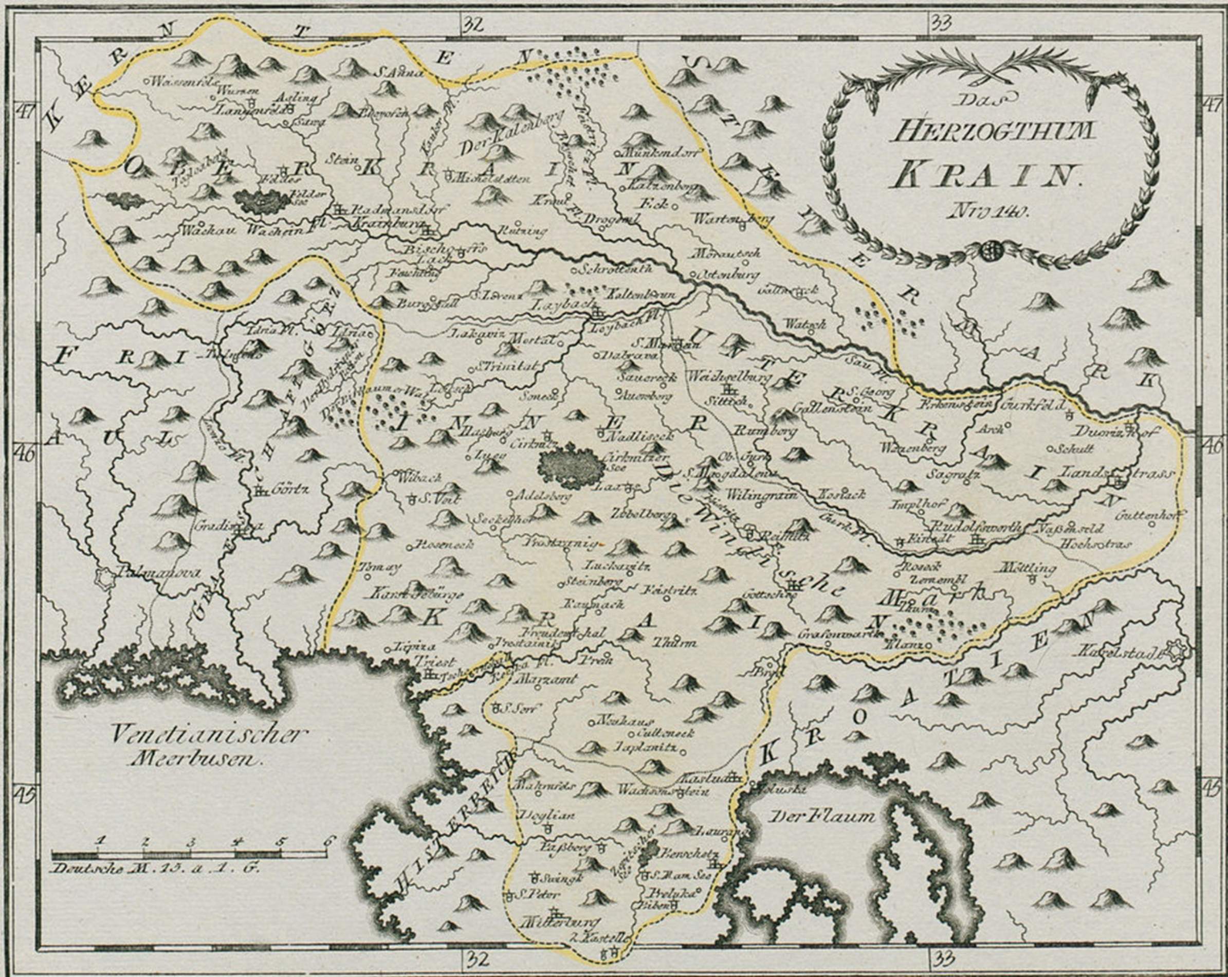 Mapa d'Eslovènia (1791). Font Biblioteca Nacional d'Eslovènia
