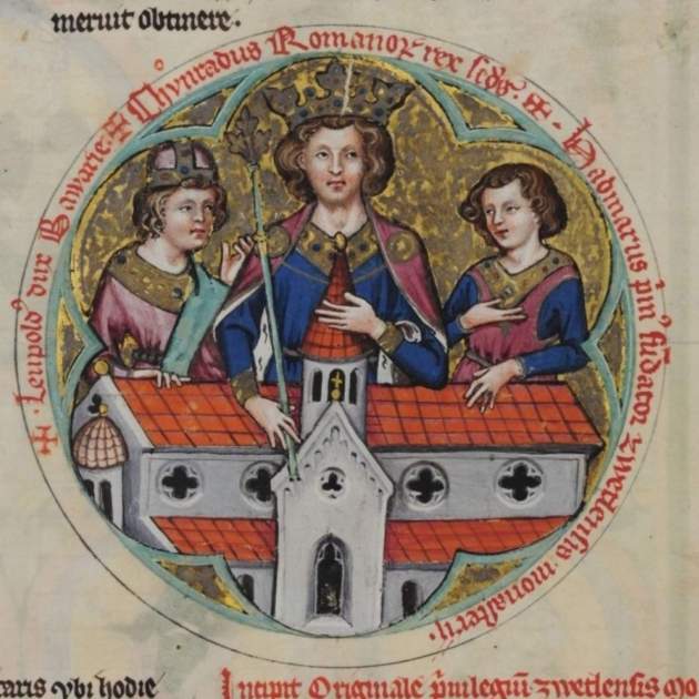 Miniatura medieval que representa Conrad de Espira, el emperador que elevó Carniola a la categoría de ducado / Fuente: Wikimedia Commons