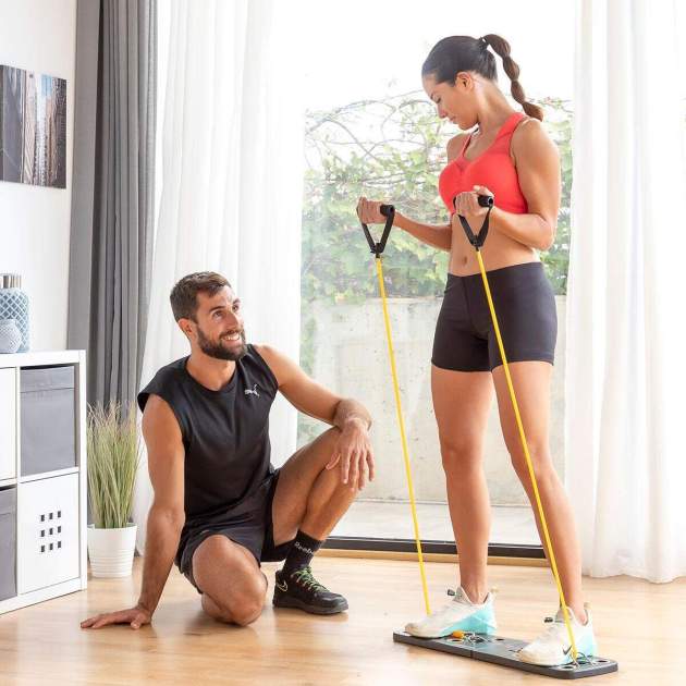 Tabla de flexiones con bandas de resistencia y guía de ejercicios de la marca InnovaGoods, Tabla de flexiones con bandas de resistencia y guía de ejercicios de la marca InnovaGoods,