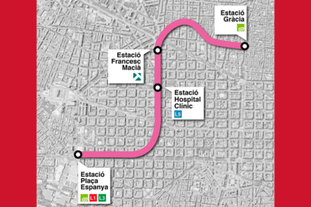Mapa del perllongament de l'L8 