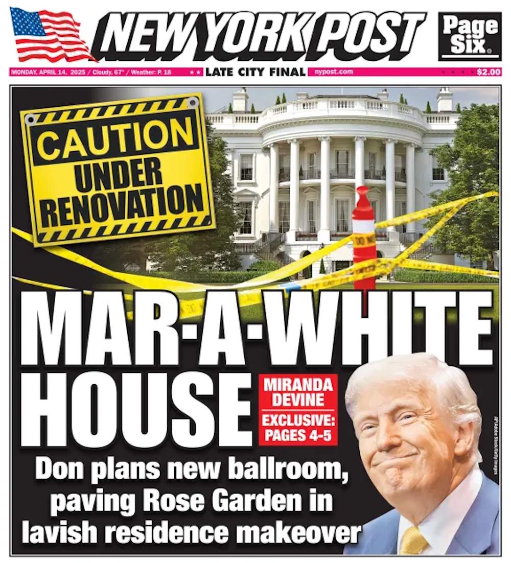 Portada Now York Post sobre la casa Blanca