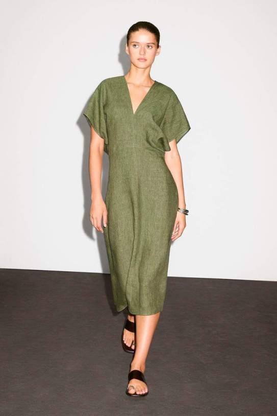 Vestit midi màniga curta lino1