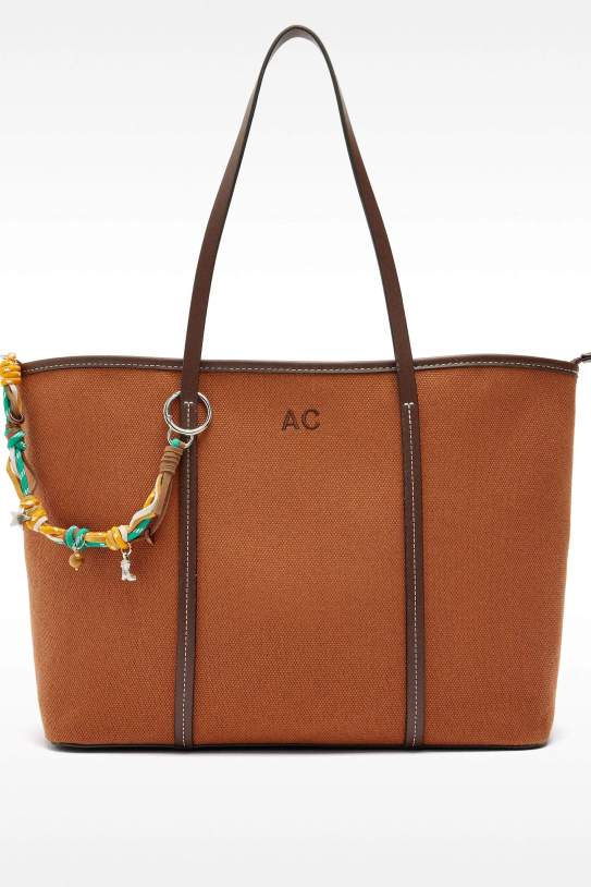 Bossa shopper en teixit amb penjoll