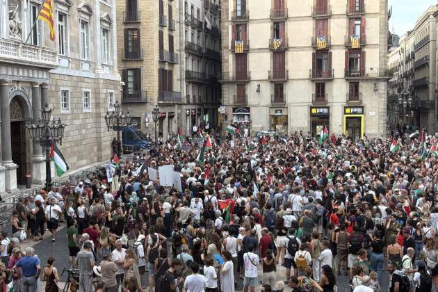 Vista desde arriba de la manifestación en plaza Sant Jaume / Lluís Tomàs