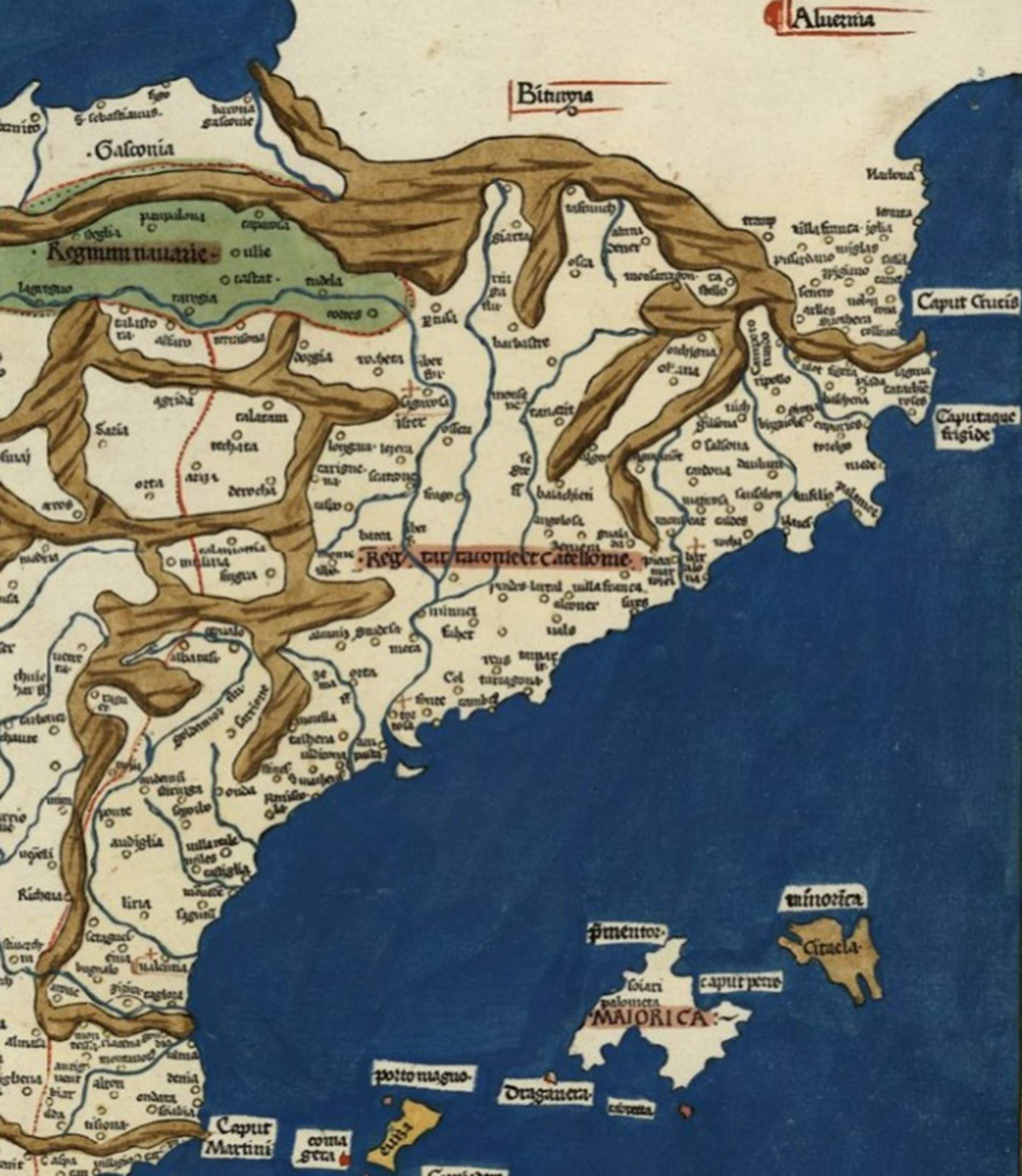 Mapa de los paisos de la Corona catalanoaragonesa (siglo XV). Font Caroteca de Catalunya