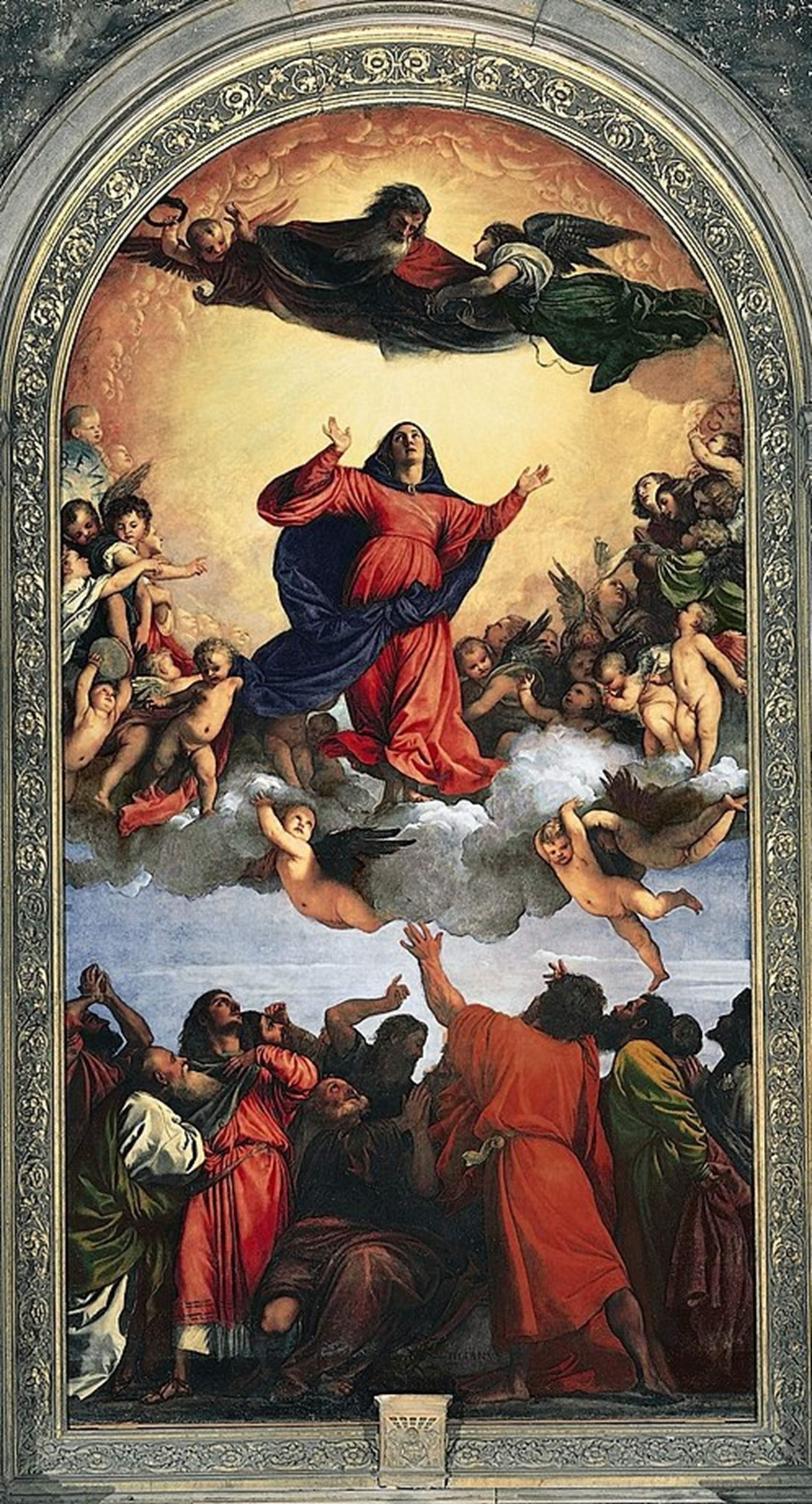 Representación de la Ascensión de Maria, obra de Ticià (siglo XVI). Font Esglesia de Santa Maria Gloriosa de los frailes. Venecia