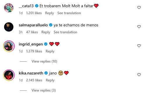 Els comentaris de Cata, Salma, Engen i Kika / Instagram Els comentaris de Cata, Salma, Engen i Kika / Instagram