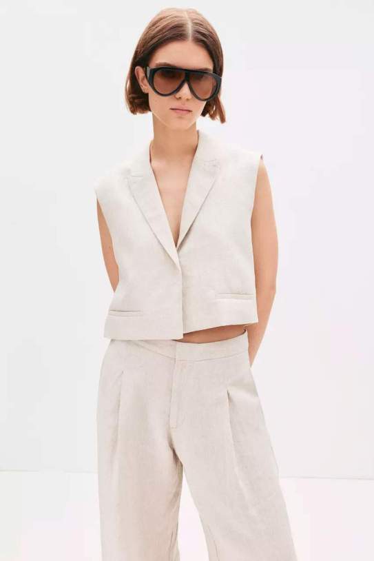 Chaleco cropped 100% lino1