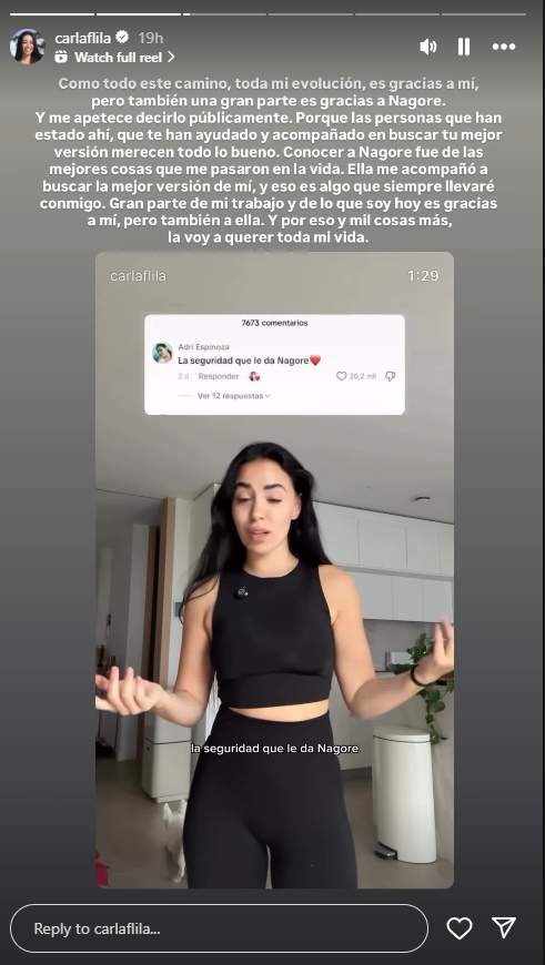 El missatge de Carla Flila sobre Nagore / Instagram El missatge de Carla Flila sobre Nagore / Instagram