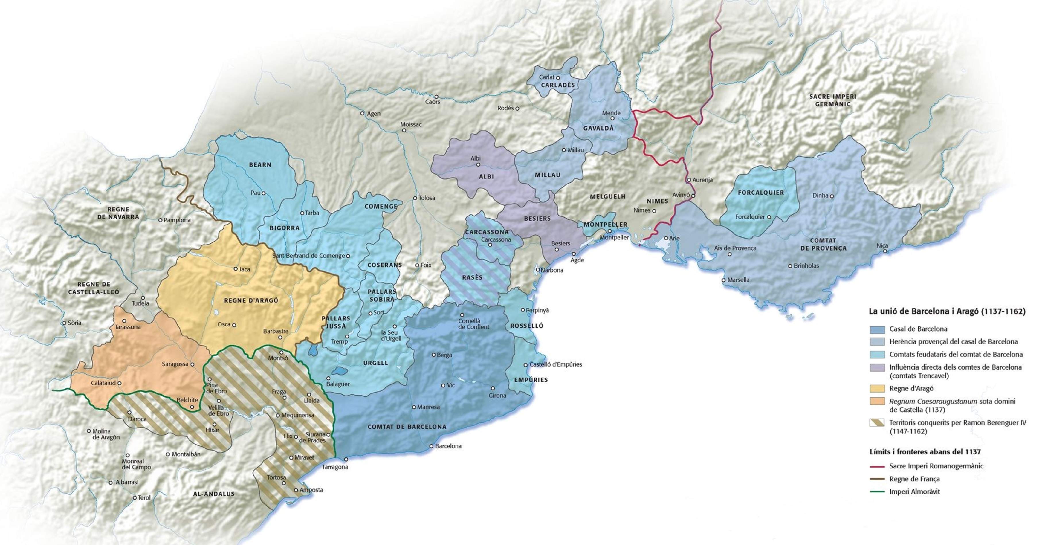 Mapa de los actores políticos que intervienen en la unión dinástica de Barcelona y Aragón. Fuente Enciclopedia Catalana Mapa de los actores políticos que intervienen en la unión dinástica de Barcelona y Aragón. Fuente Enciclopedia Catalana