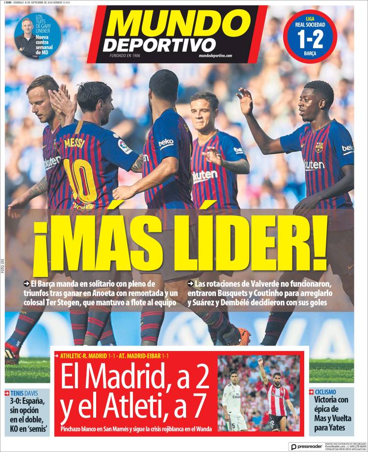 Mundo Deportivo Portada 16 09 2018