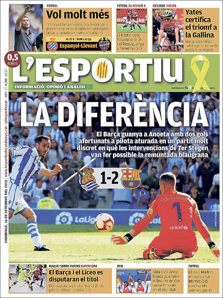 L'Esportiu Portada 16 09 2018