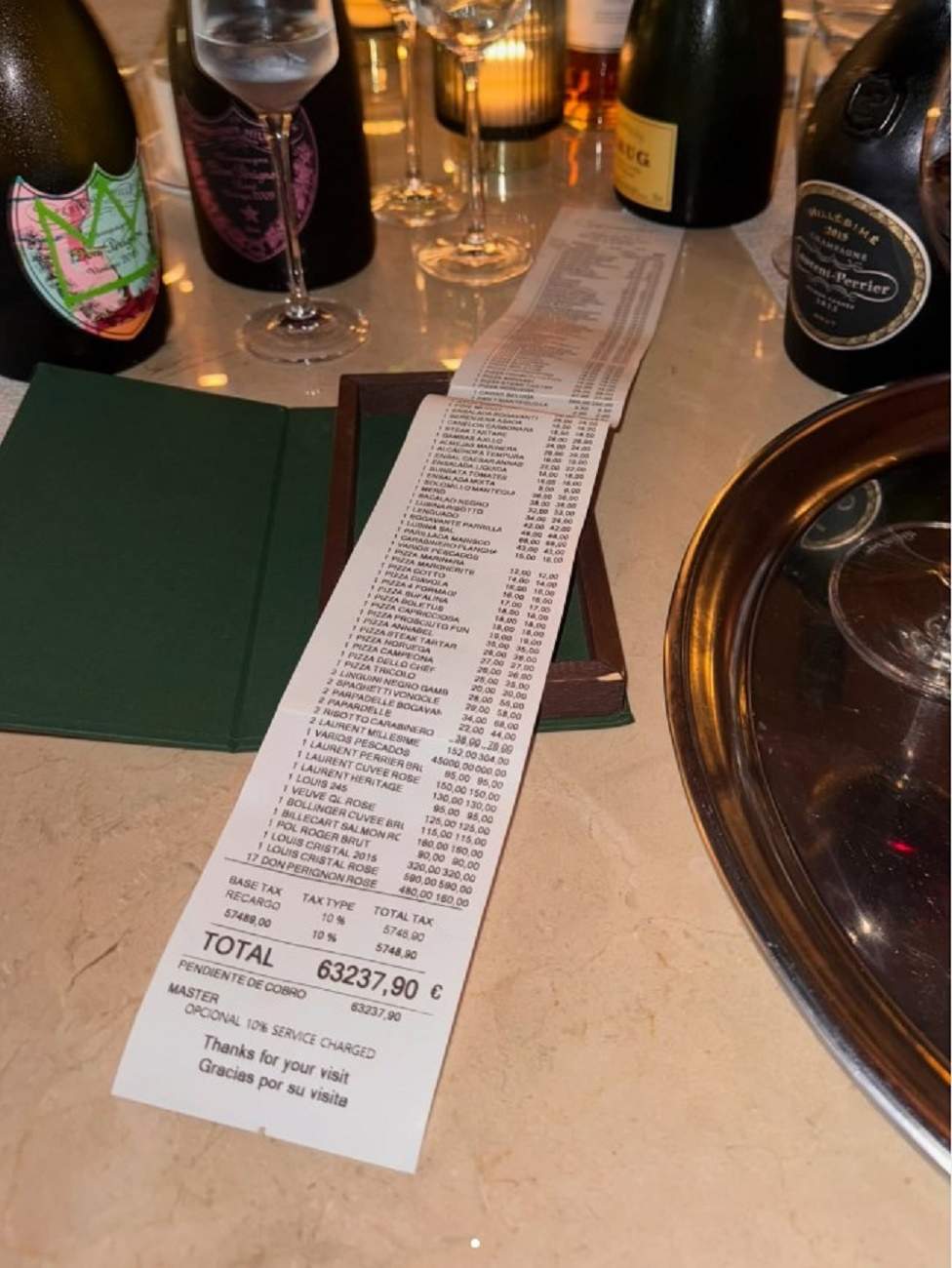 Un restaurante cobra más de 60.000 euros por una única comida de una veintena de comensales