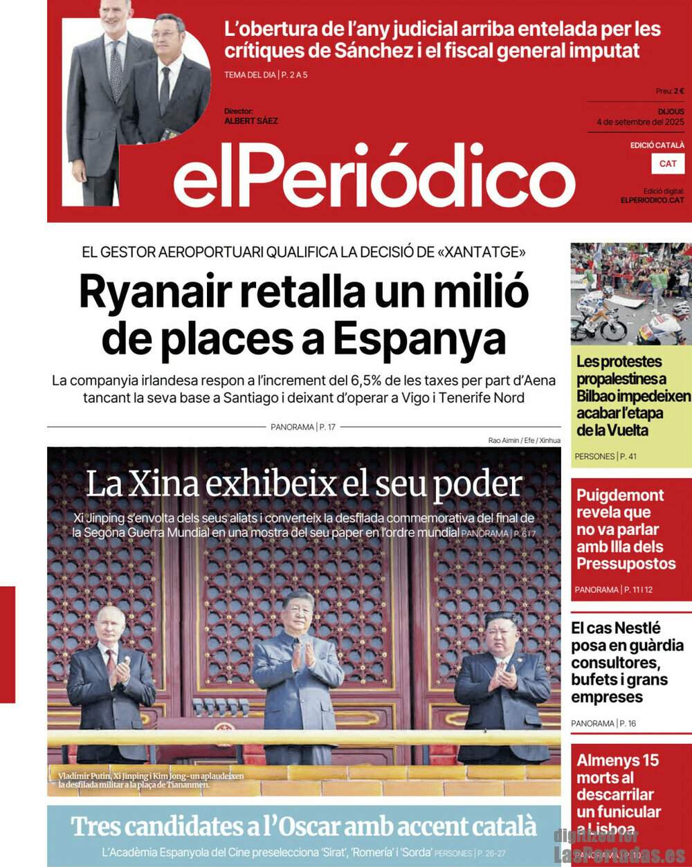 Portada 'El Periódico' Portada 'El Periódico'