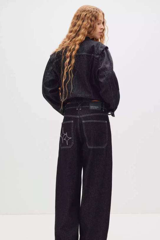 Jeans barrel brodat estrella Jeans barrel brodat estrella