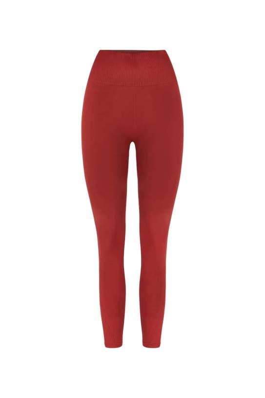 Leggings de fitnes de dona en color vermell fosc amb butxaca per a telèfon