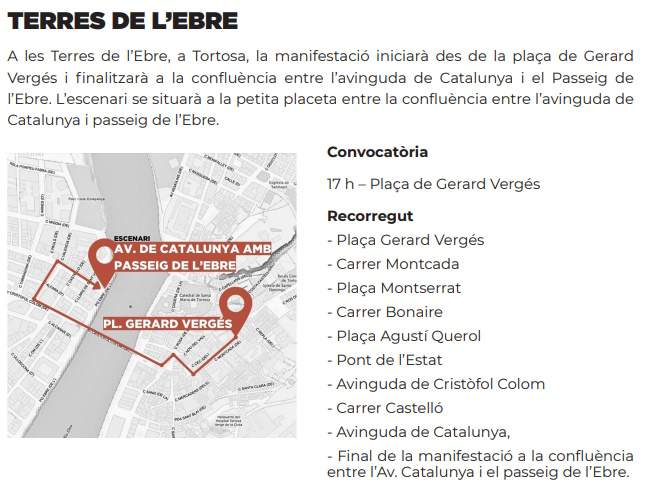Recorrido de la Diada en Tortosa