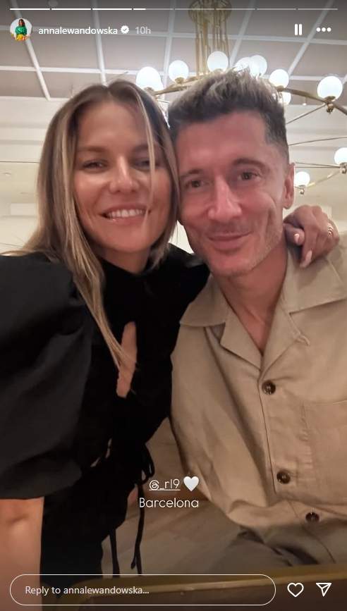 Anna Lewandowska y Robert Lewandowski ayer en Barcelona / Instagram Anna Lewandowska y Robert Lewandowski ayer en Barcelona / Instagram