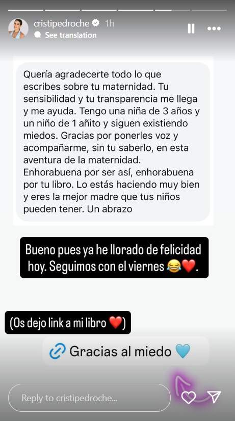 El missatge que ha fet plorar de felicitat a Cristina Pedroche / Instagram