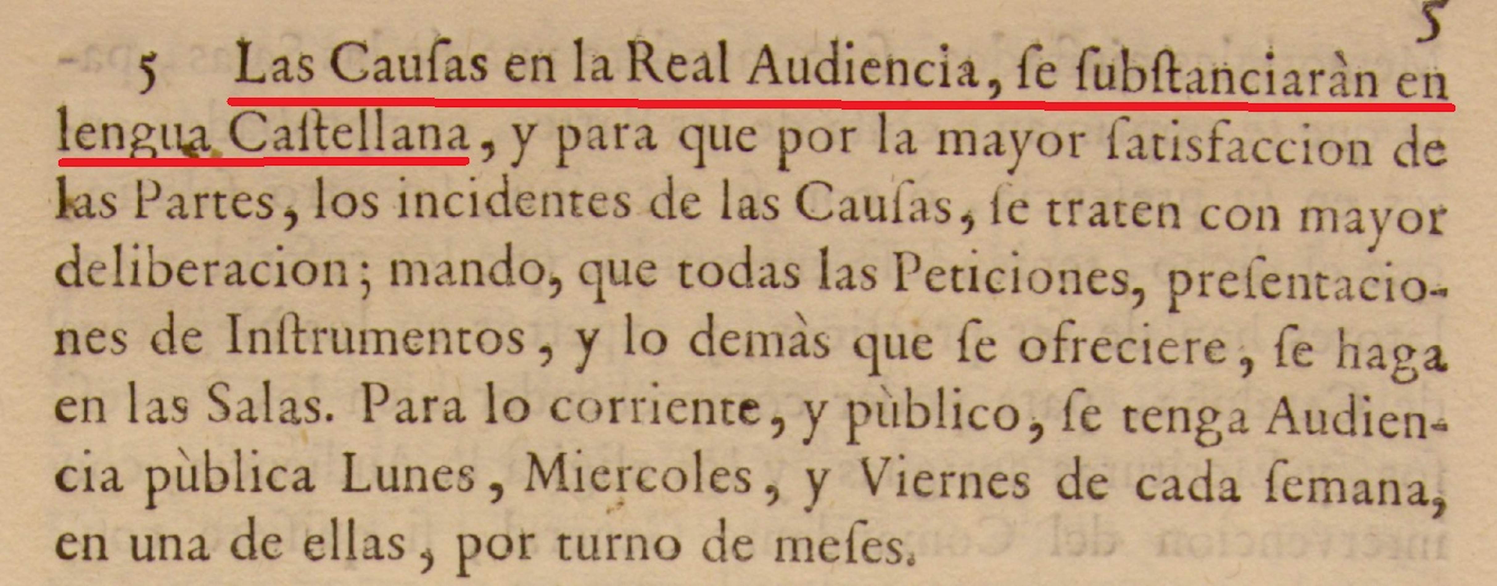 Punt 5 del Decret de Nova Planta (1717) que va ser prorrogat fins el 1730. Font Museu d'Història de Catalunya