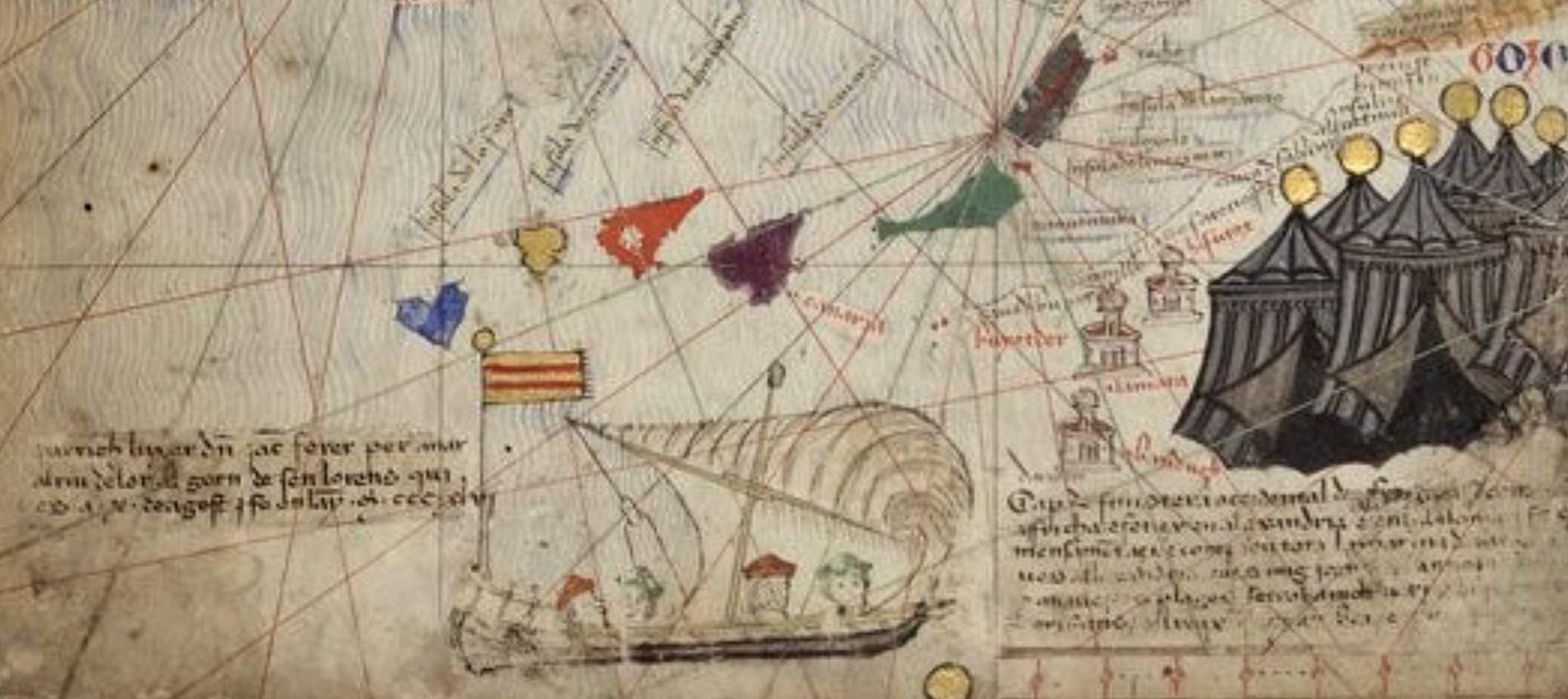 Fragment de l'Atles Català d'Abraham Cresques. Font Bibliothèque Nationale de France