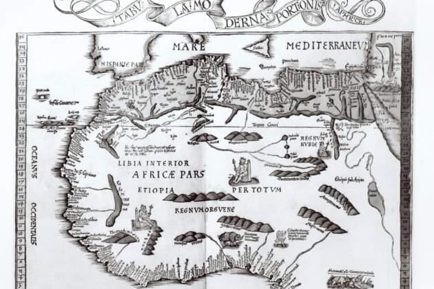 Mapa de la part coneguda del continent africà a principis del segle XVI. Font Biblioteca d'Arts Decoratives. Paris (1)