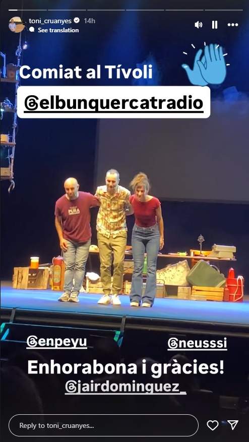 Les paraules de Cruanyes a El búnquer / Instagram Les paraules de Cruanyes a El búnquer / Instagram