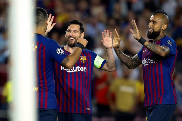 Barça pinya Messi Suárez Vidal   EFE