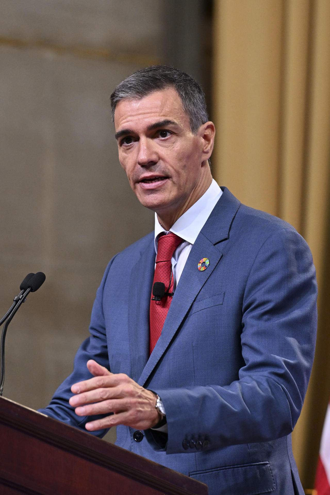 Sánchez es reivindica a EUA com l’antítesi de Trump i com a paladí de Palestina a l’ONU