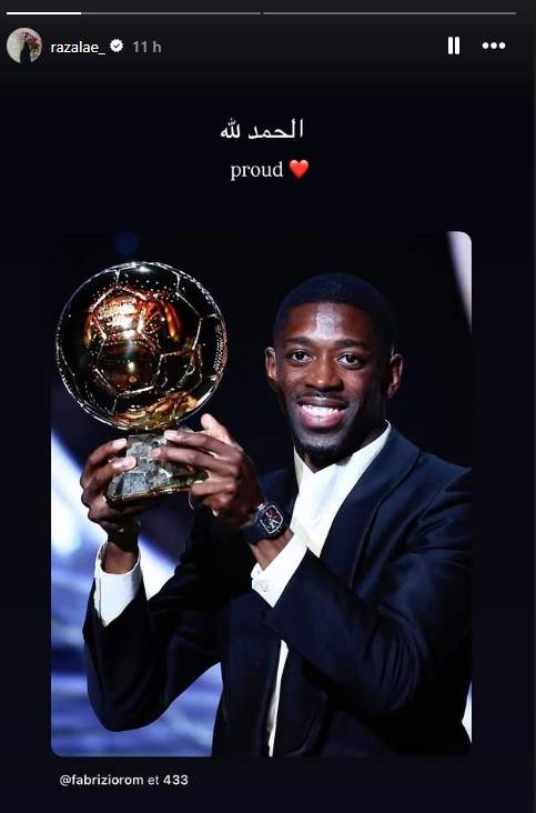 'Orgull' escriu la dona de Dembelé a Instagram