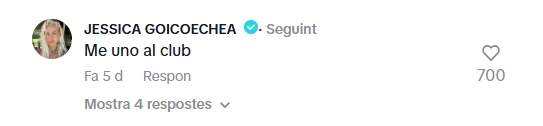 Comentari de Jessica Goicoechea al TikTok de Lolalolita (1)