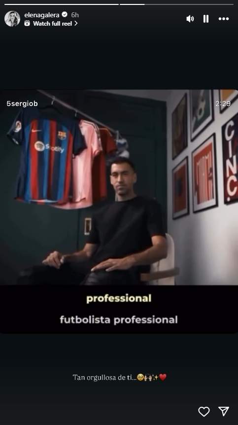 Les paraules d'Elena Galera cap a Busquets / Instagram Les paraules d'Elena Galera cap a Busquets / Instagram