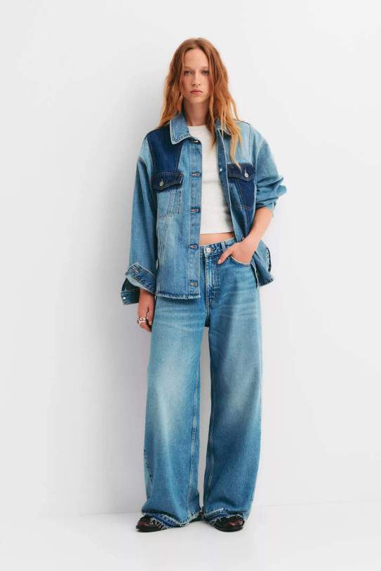 Jeans baggy tret|tir mitjà patchwork1