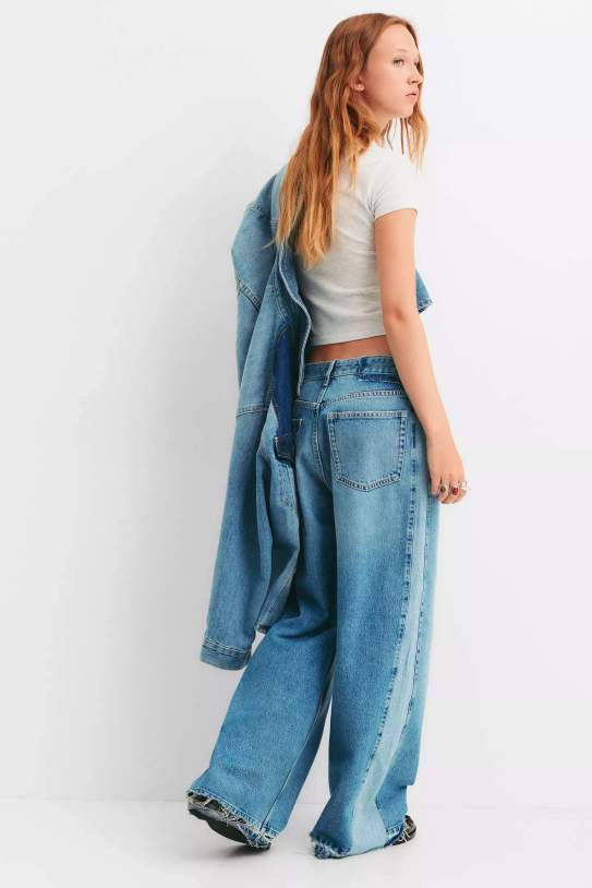 Jeans baggy tret|tir mitjà patchwork
