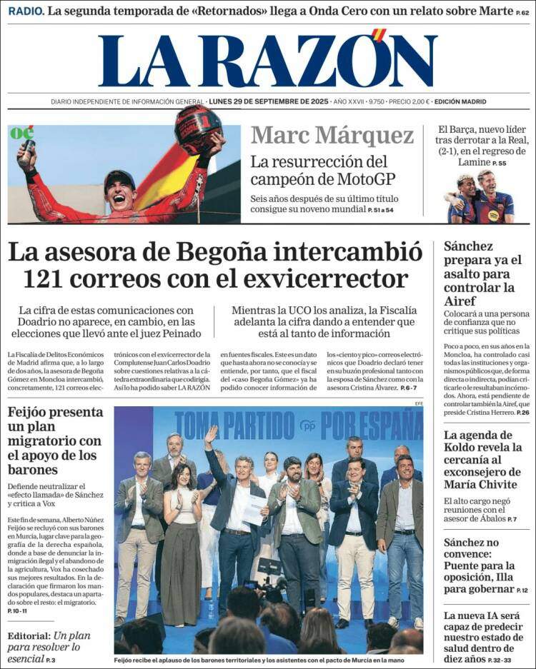 Portada 'La Razón'