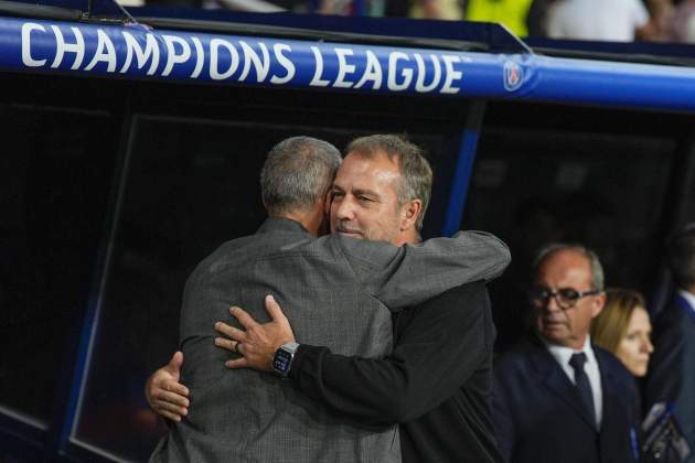 Hansi Flick i Luis Enrique, abans del Barça - PSG / Foto: EFE