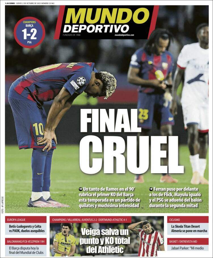 Mundo Deportivo Portada 02 10 2025