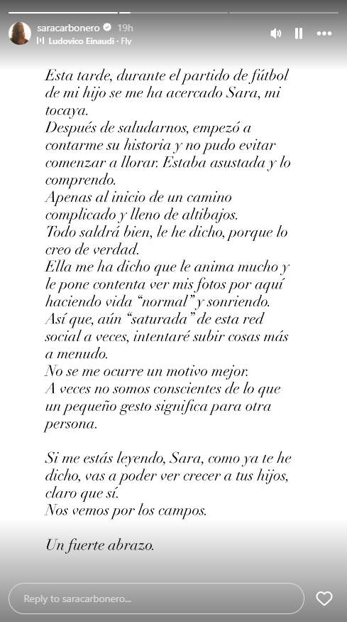 Sara Carbonero explica el encuentro / Instagram