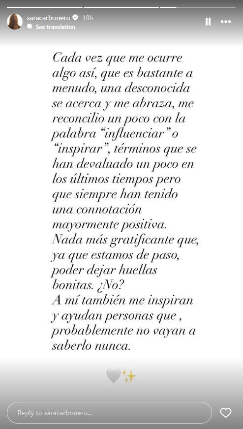 La reflexión de Sara Carbonero / Instagram