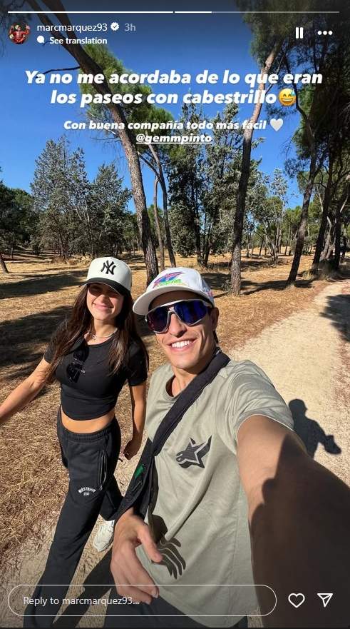 La declaración de Marc Márquez a Gemma Pinto lesionado / Instagram