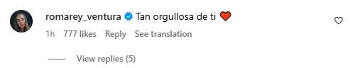 El comentario de Romarey Ventura en la publicación de Jordi Alba / Instagram