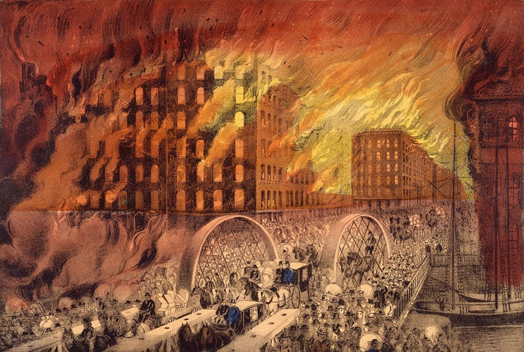 Se inicia el gran incendio que calcinaría la totalidad de la ciudad de Chicago