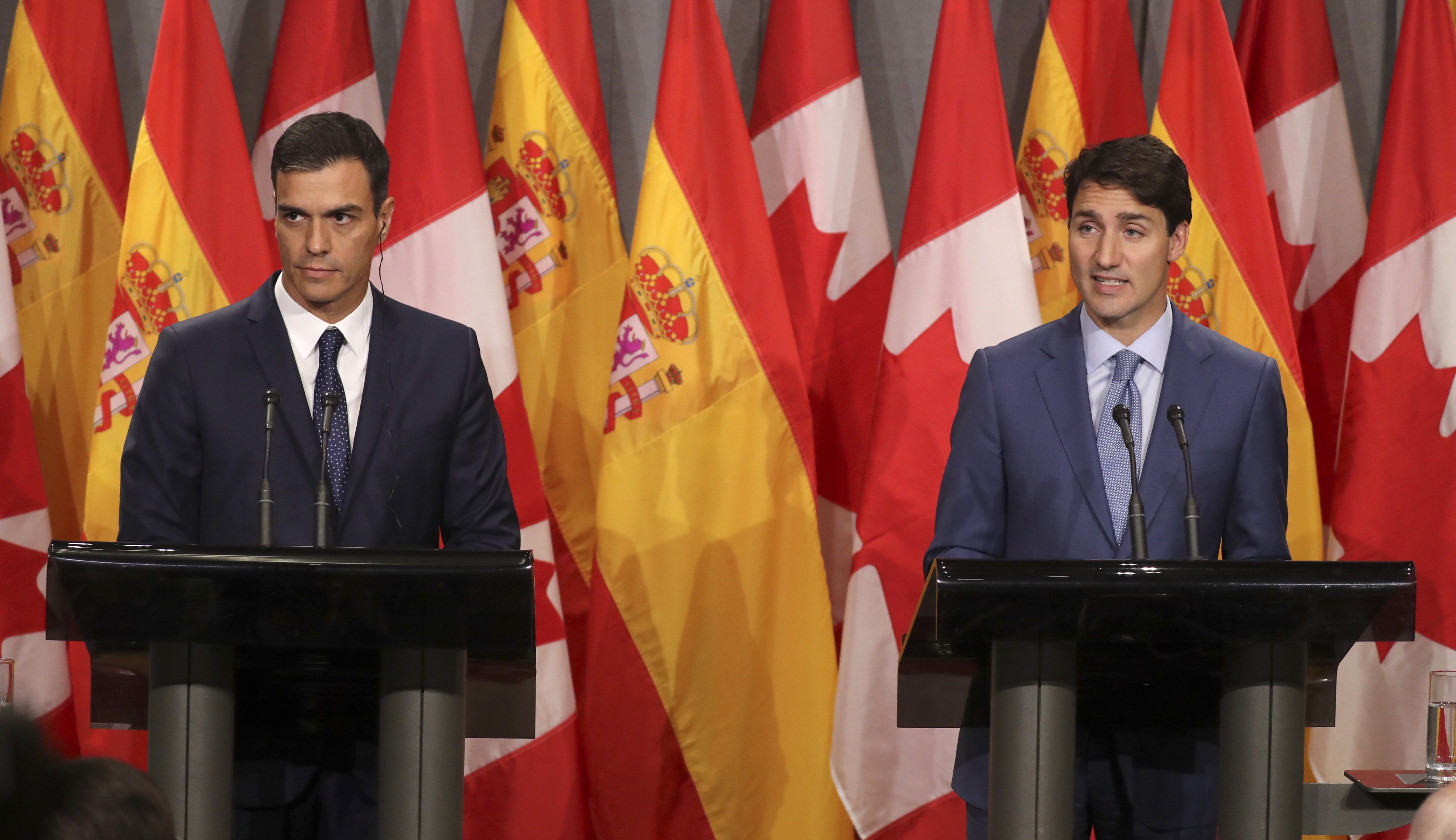 El canadiense Trudeau recomienda a Pedro Sánchez "hablar" (para resolver el contencioso catalán)
