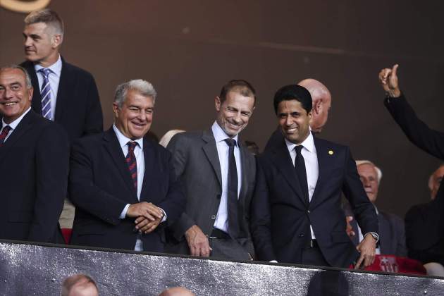 Laporta Ceferin Al Khelaifi Europa Press Laporta Ceferin Al Khelaifi Europa Press