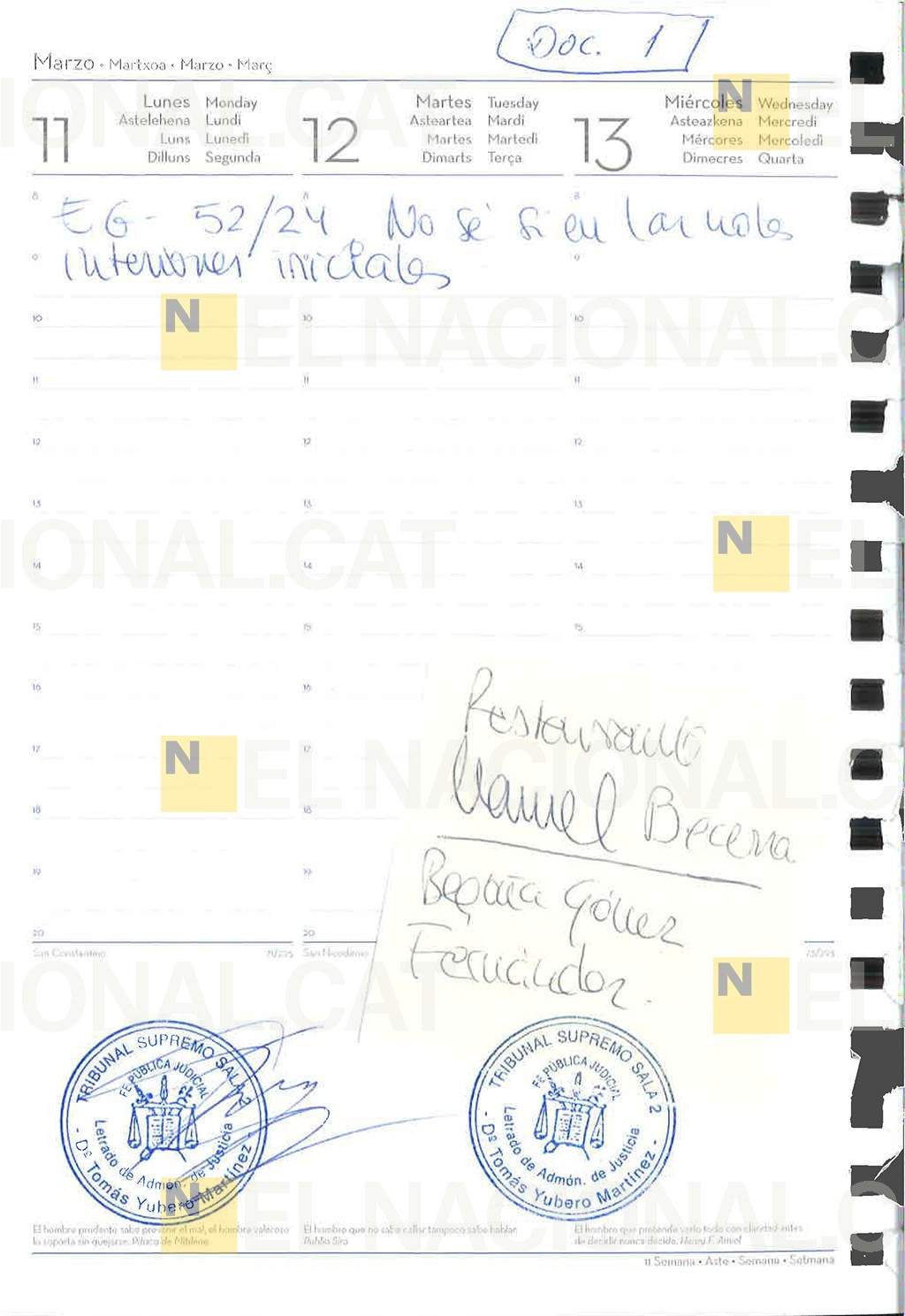 Documentación intervenida por la UCO Documentación intervenida por la UCO