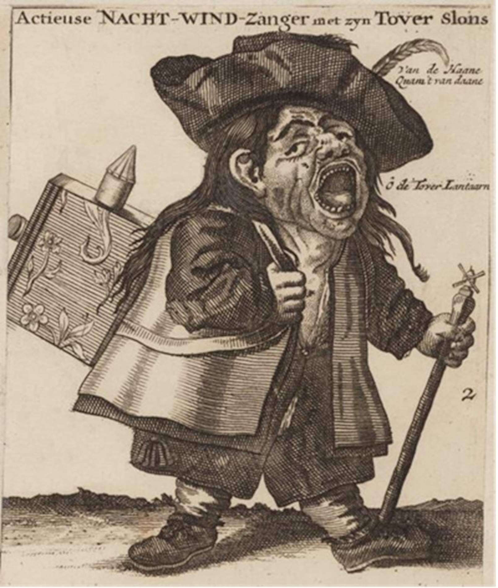 Caricatura de un agente bursátil de la época de la burbuja de la South Sea, llamado vendedor de viento. Fuente Biblioteca de la Universidad de Harvard